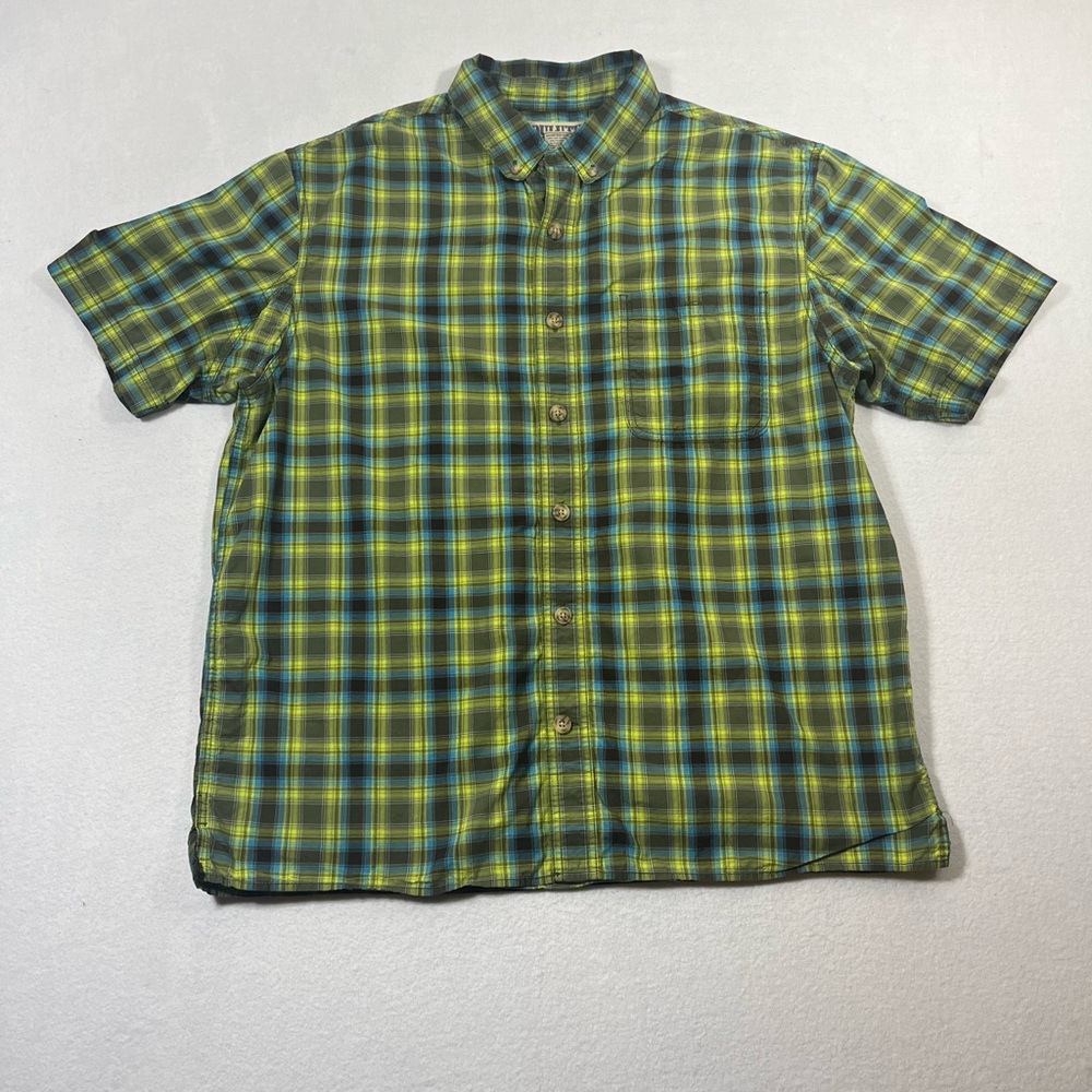 Duluth Trading‎ Co Size Large Green  Plaid Short Sleeve Button Down Shirt